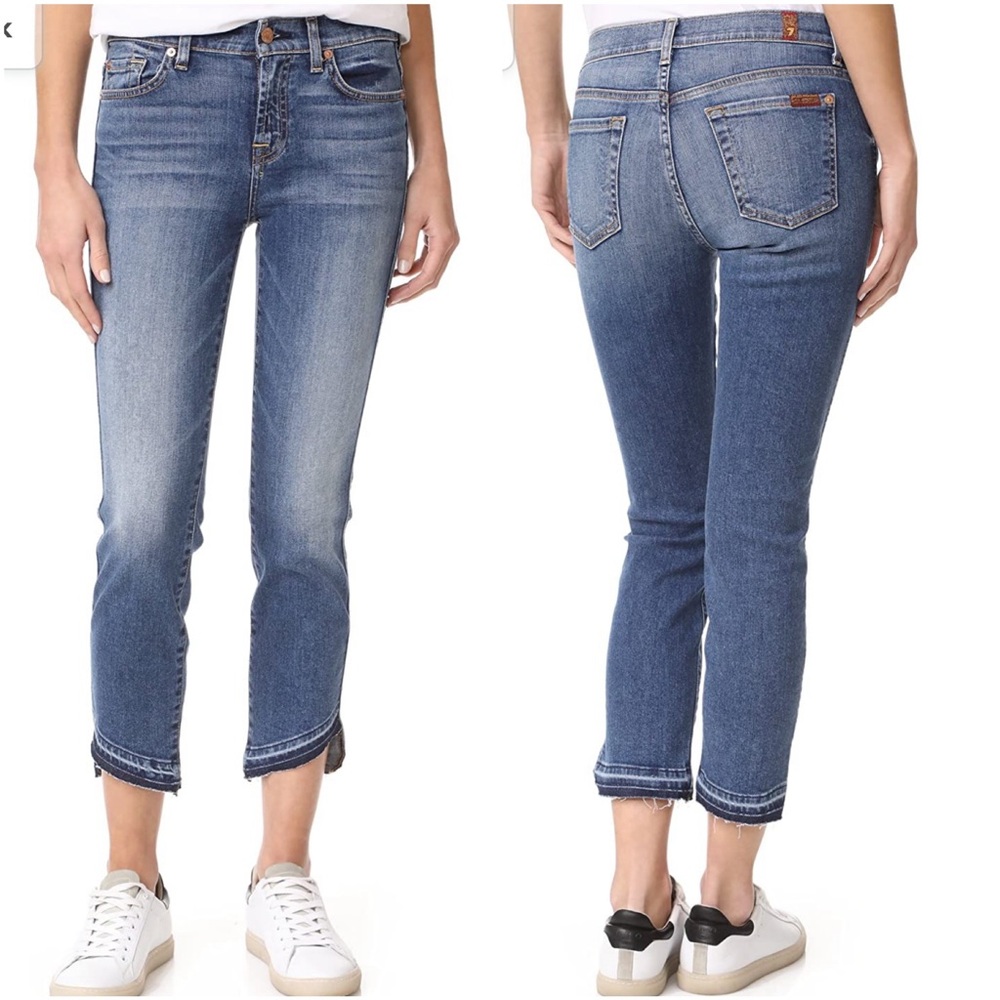 7FAM Roxanne Asymmetrical Hem Ankle Skinny Jeans